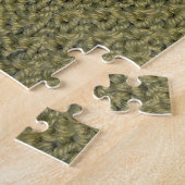 Groene gebreide stof: close-up textuur legpuzzel (Zijkant)