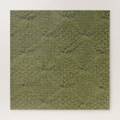 Groene gebreide stof: close-up textuur legpuzzel (Horizontaal)
