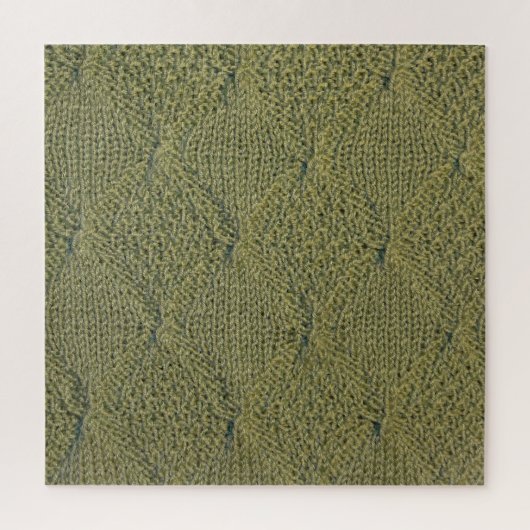 Groene gebreide stof: close-up textuur legpuzzel (Verticaal)