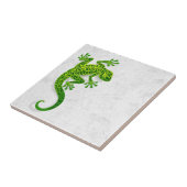 Groene Gecko op een witte muur Tegeltje (Zijkant)