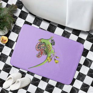 Groene Gecko Stam Lavendel Rood Badmat