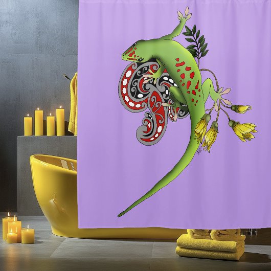 Groene Gecko Stam Lavendel Rood Douchegordijn