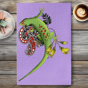 Groene Gecko Stam Lavendel Rood Legpuzzel