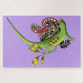 Groene Gecko Stam Lavendel Rood Legpuzzel (Horizontaal)