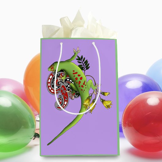 Groene Gecko Stam Lavendel Rood Medium Cadeauzakje