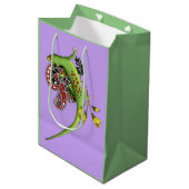Groene Gecko Stam Lavendel Rood Medium Cadeauzakje (Voorkant Gekanteld)