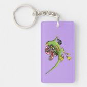 Groene Gecko Stam Lavendel Rood Sleutelhanger (Voorkant)