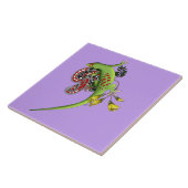 Groene Gecko Stam Lavendel Rood Tegeltje (Zijkant)