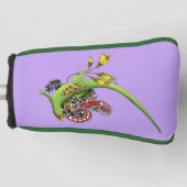 Groene Gecko Tribal Paarse Golfheadcover (Voorkant)