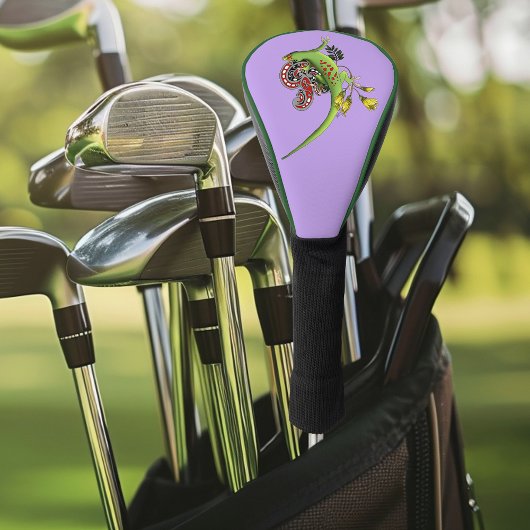 Groene Gecko Tribal Paarse Golfheadcover