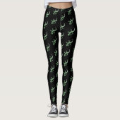 Groene Geckos op zwart Leggings (Voorkant)