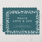 Groene gedrukte hulstbladeren rand plat niet-foto feestdagenkaart (Voorkant / Achterkant)