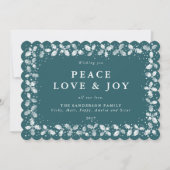 Groene gedrukte hulstbladeren rand plat niet-foto feestdagenkaart (Voorkant)