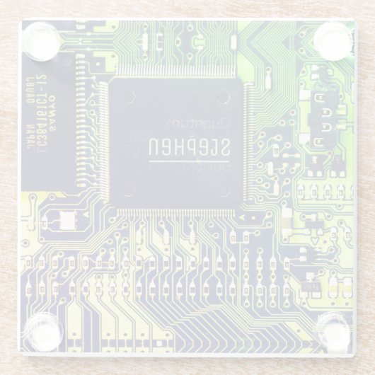 Groene gedrukte printplaat • Geek elektronische PC Glazen Onderzetter (Achterkant)