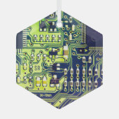 Groene gedrukte schakeling PCB Aangepaste Geek Glas Ornament (Voorkant)