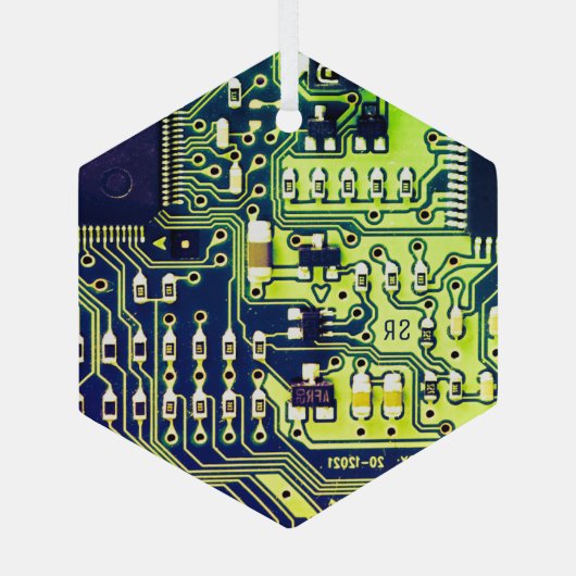 Groene gedrukte schakeling PCB Aangepaste Geek Glas Ornament (Achterkant)