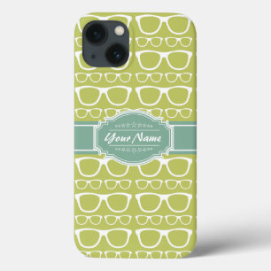 Groene geekglazen op maat iPhone 13 hoesje