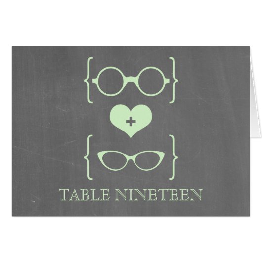 Groene geeky Glasses Chalkboard Table Number Kaart (Voorkant Horizontaal)