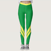 Groene Geel en Witte Moderne Digitale Leggings (Voorkant)