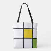 Groene Geel en Zwarte Mondriaan Stijl Tote Bag (Achterkant)