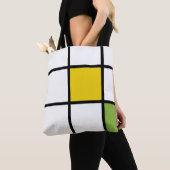 Groene Geel en Zwarte Mondriaan Stijl Tote Bag (Dichtbij)