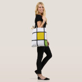 Groene Geel en Zwarte Mondriaan Stijl Tote Bag (Op model)