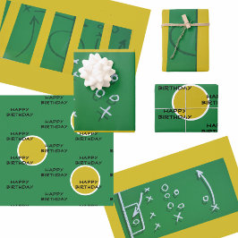 Groene Geel Geel Aanpasbaar Soccer Field Game Plan Inpakpapier Vel