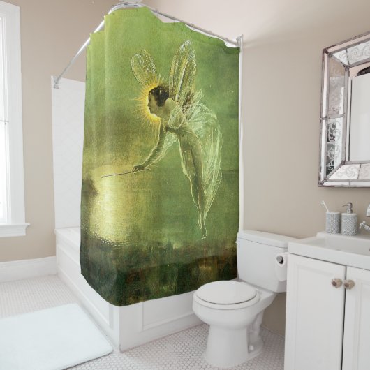 Groene geest van het nachtvliegen douchegordijn (In situ)