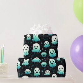 Groene Geesten Cute Aardige Moderne Zwarte Hallowe Cadeaupapier