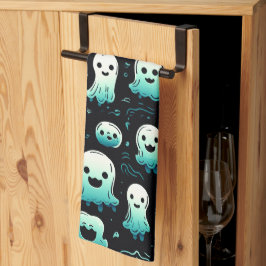 Groene geesten Cute Schattige Moderne Zwarte Hallo Theedoek