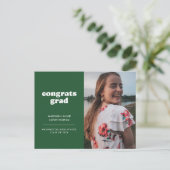 Groene Gefeliciteerd Afstudeerder Foto Afstuderen  Briefkaart (Staand voorkant)