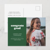 Groene Gefeliciteerd Afstudeerder Foto Afstuderen  Briefkaart (Voorkant / Achterkant)