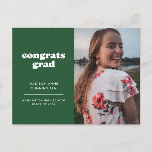 Groene Gefeliciteerd Afstudeerder Foto Afstuderen  Briefkaart (Voorkant)