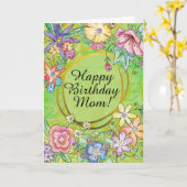 Groene Gefeliciteerd Mama! Wenskaart! Kaart (Gele Bloem)