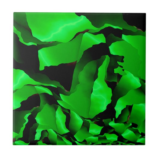 Groene gefragmenteerde abstractie tegeltje (Voorkant)