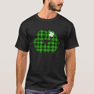 Groene gegiste Lips Shamrock Lips Irish Costuum St T-shirt