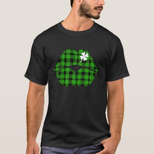 Groene gegiste Lips Shamrock Lips Irish Costuum St T-shirt (Voorkant)