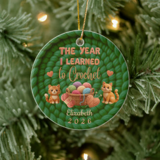 Groene gehaakte garen Kerstmis Aangepaste naam Jaa Keramisch Ornament