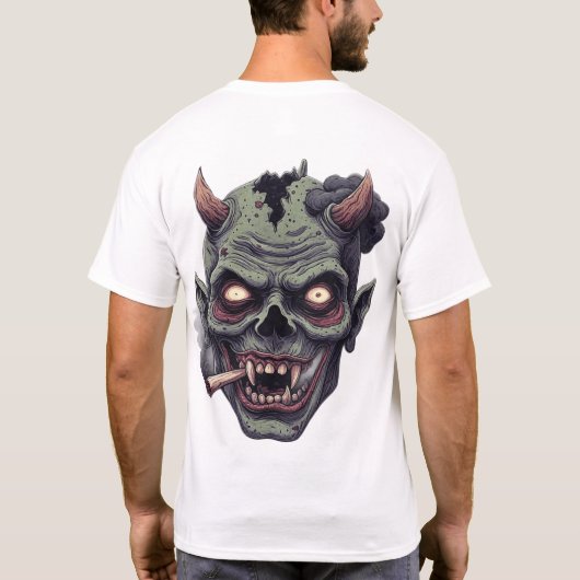 Groene Gehoornde Monster Graphi T-shirt (Achterkant)