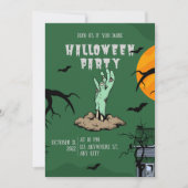 Groene geïllustreerde Halloween Party uitnodiging (Voorkant)