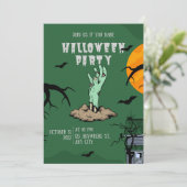 Groene geïllustreerde Halloween Party uitnodiging (Staand voorkant)