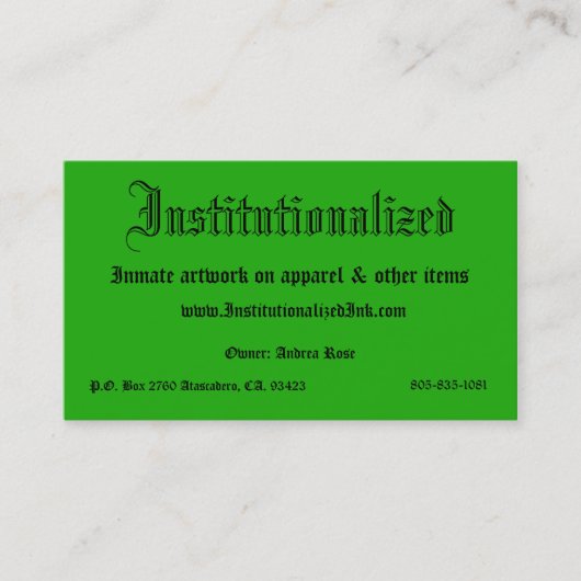 groene, geïnstitutionaliseerde, geïntegreerde illu visitekaartje (Voorkant)