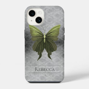 Groene Gejuweelde Vlinder Damast iPhone 14 Hoesje