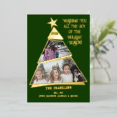 Groene gekantelde boom plezier en moderne foto folie feestdagenkaart (Staand Voorkant)