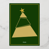 Groene gekantelde boom plezier en moderne foto folie feestdagenkaart (Achterkant)