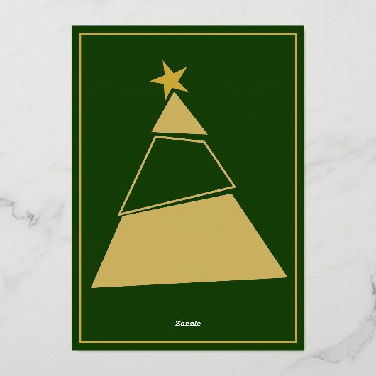 Groene gekantelde boom plezier en moderne foto folie feestdagenkaart (Achterkant)