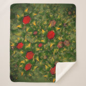 Groene gekarfde virtuele bladen, bladluis en rode  sherpa deken (Voorkant)