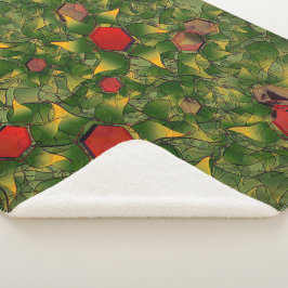 Groene gekarfde virtuele bladen, bladluis en rode  sherpa deken