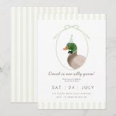 Groene Gekke Gans Eerste Verjaardag Uitnodiging (Voorkant / Achterkant)