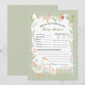 Groene Gekke Gans Floral Gingham Advies voor Baby Kaart (Voorkant / Achterkant)
